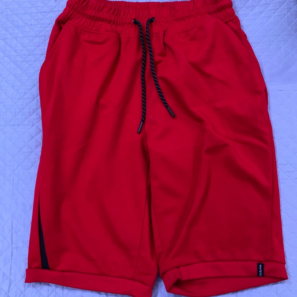 White Tag Red Jogger Shorts